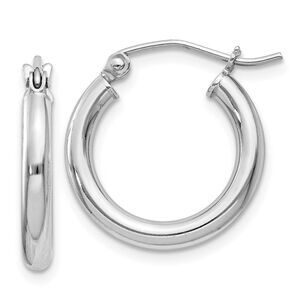 2.5mm, Sterling Silver, Classic Round Hoop Earrings - 16mm (5/8 Inch)